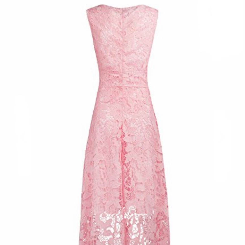 Kimlily pink floral lace asymmetrical hem dress - Picture 2 of 16